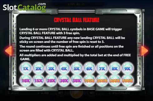 Crystal ball feature screen. Go Go Monsters slot