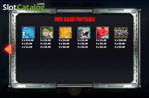 Paytable screen 2. Go Go Monsters slot