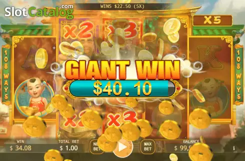 Giant Win screen. Fu Lu Shou (KA Gaming) slot