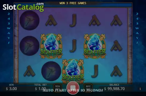 Free Game screen. Atlantide slot
