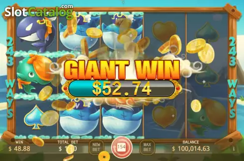 Giant Win screen. Whale Wild slot