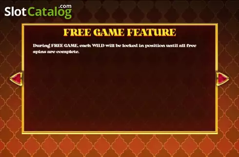 Free Game feature screen. Golden 777 slot
