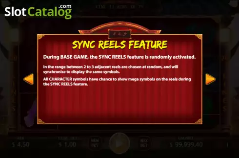 Sync Reels feature screen. Shaolin Legend slot