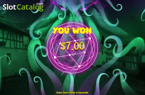 Win Free Spins screen. Cthulhu Secret slot