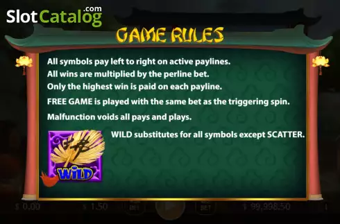 Game Rules screen. Chai Gong slot