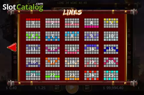 PayLines screen. Chain of Wild slot