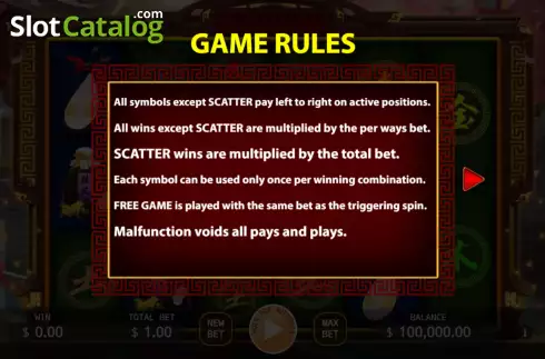 Game Rules screen. Book of Moon Fusion Reels slot