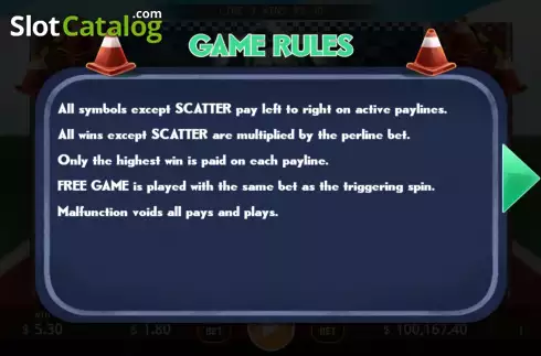 Game Rules screen. Hare vs. Tortoise slot