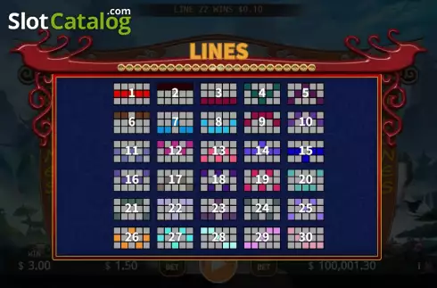 PayLines screen. Chivalrous Girl slot