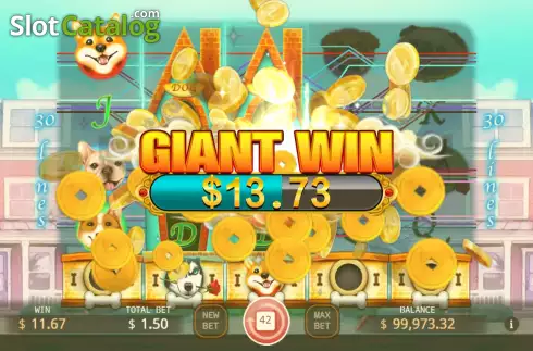 Giant Win screen. Who Let the Dogs Out slot