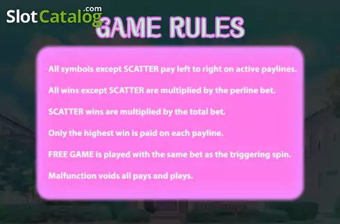 Game Rules screen. Who Let the Dogs Out slot