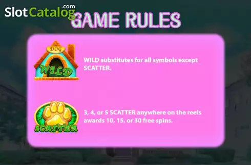 Game Rules screen 2. Who Let the Dogs Out slot