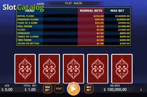 Ekran3. Lucky Video Poker yuvası