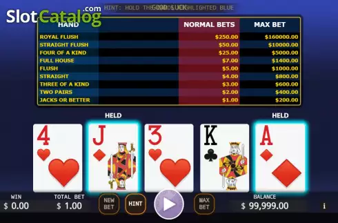 Game screen 3. Lucky Video Poker slot