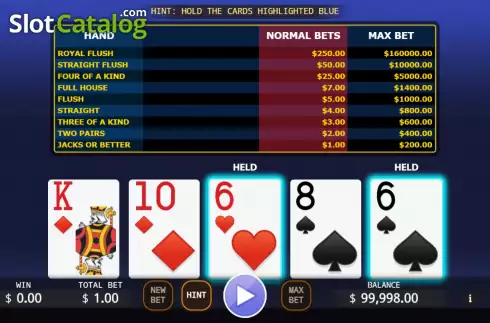 Game screen 4. Lucky Video Poker slot