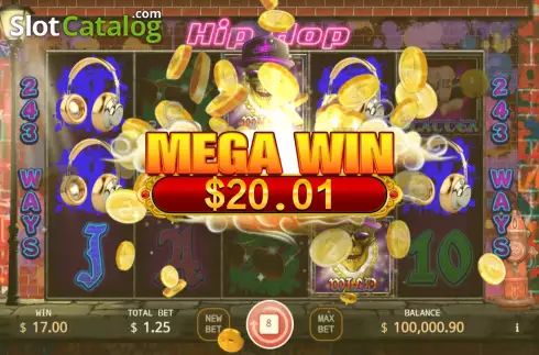 Mega Win screen. Hip Hop slot