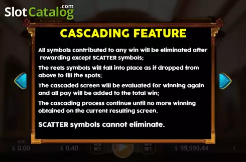 Cascading feature screen. Priceless Museum Fusion Reels slot