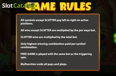Game Rules screen. Fortune Feast slot