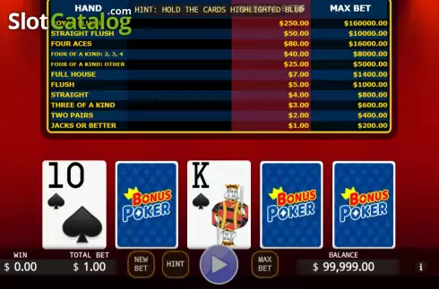Skärmdump3. Bonus Poker (KA Gaming) slot