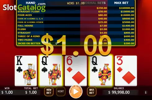 Win screen. Bonus Poker (KA Gaming) slot