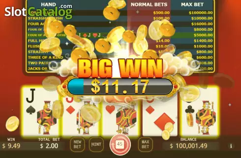 Big Win screen. Bonus Poker (KA Gaming) slot
