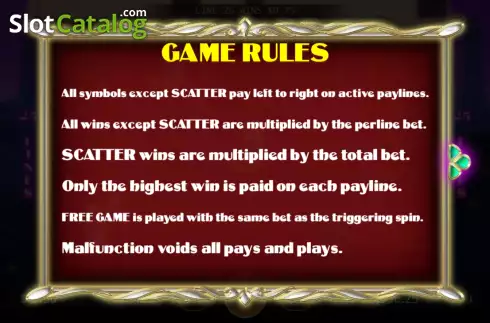 Game Rules screen. Sexy Lips slot