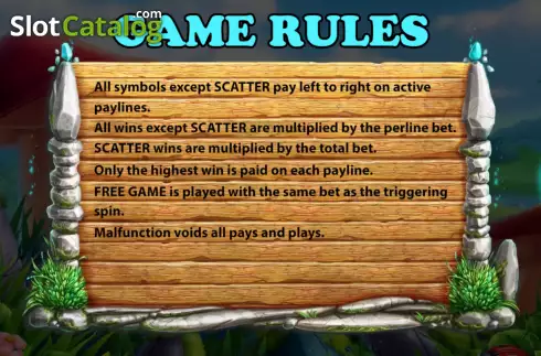 Game Rules screen. Land of Dwarfs slot