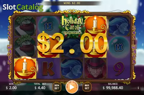 Win screen. Holiday Carol Lock 2 Spin slot