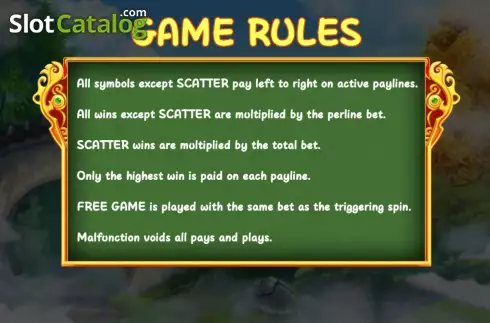 Game Rules screen. Wealth Toad slot