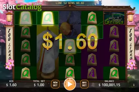 Win screen 2. Geisha (KA Gaming) slot