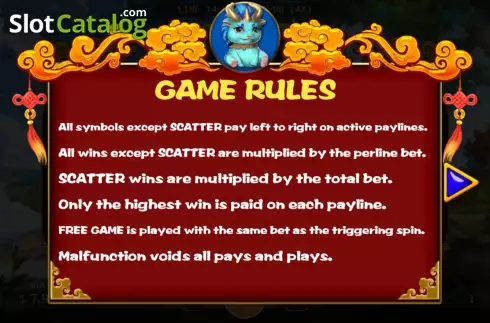 Game Rules screen. Oriental Beast slot