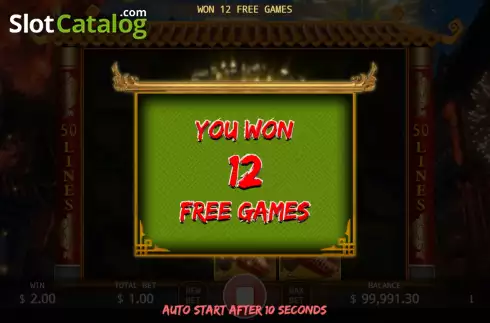 Free Spins screen. Five Sound Fortune slot