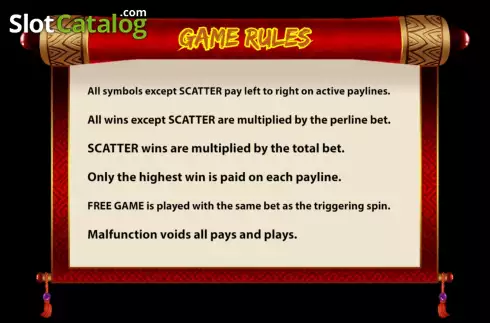 Game Rules screen. Lucky God slot