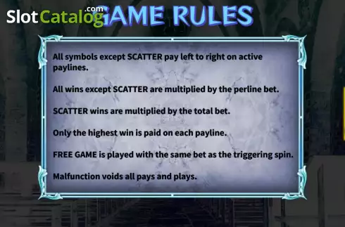 Game Rules screen. Plague Doctor slot