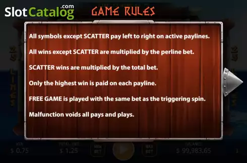 Game Rules screen. Up Helly Aa slot