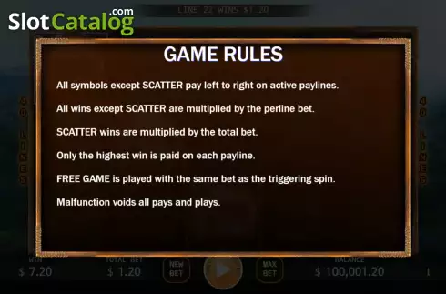 Game Rules screen. Seediq slot