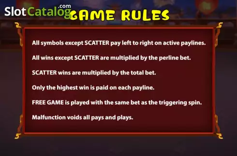 Game Rules screen. Great Luck slot