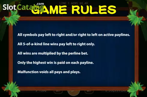 Game Rules screen. 3x Monkeys slot