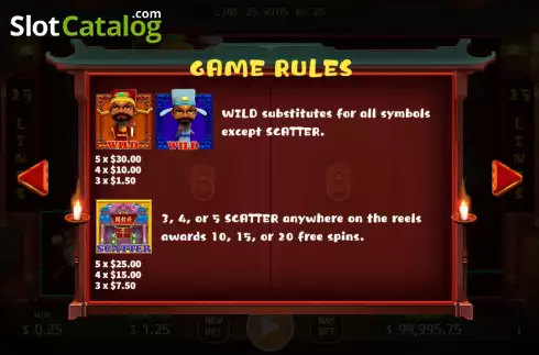 Game Features screen. Kai Feng Fu slot
