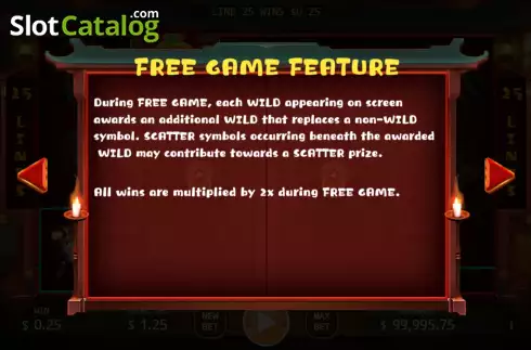 Game Features screen 3. Kai Feng Fu slot
