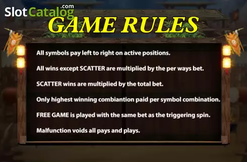 Game Rules screen. 5 Heroes slot