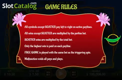 Game Rules screen. Lady KAKA slot