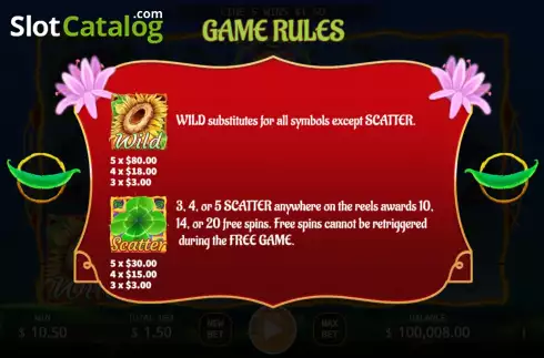 Game Rules screen 2. Lady KAKA slot