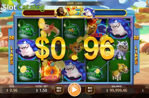 Win screen. Lion vs Shark slot