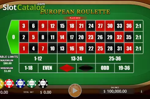 画面2. European Roulette (KA Gaming) カジノスロット