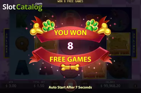 Free Spins screen. Cat and Mouse slot
