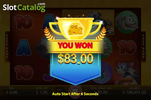 Win Free Spins screen. Cat and Mouse slot