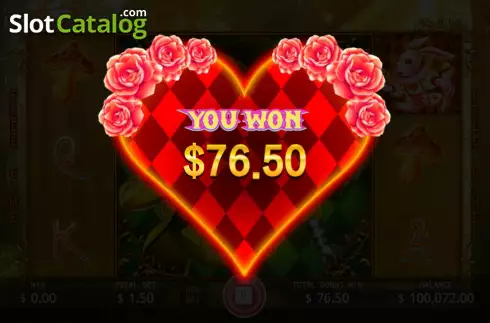 Win Free Spins screen. Alice In MegaLand slot