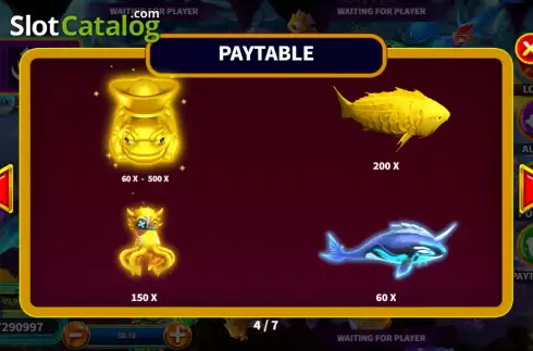 Paytable screen 3. Golden Fish Hunter slot