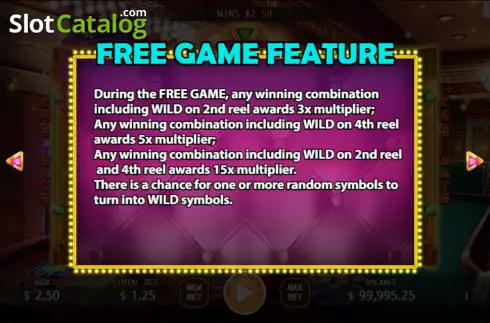 Free Game feature screen. God of Gamblers (KA Gaming) slot